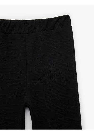 Koton Beli Lastikli Basic İspanyol Paça Pantolon Siyah 7wkg40118ak