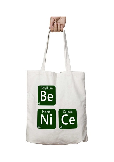 Art Hediye Kibar Ol Periodic Table Be Nice İki Tarafı Kalıcı Baskılı Yıkanabilir Çanta Çok Renkli