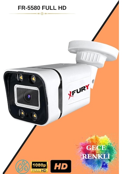 Fury 5 Kameralı Full Hd Gece Renkli - Su Geçirmez Ultra Led Güvenlik Kamerası Seti 320gb