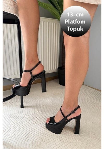 Kadın Jasmine Siyah Rugan 13 Cm Platform Topuklu Ayakkabı