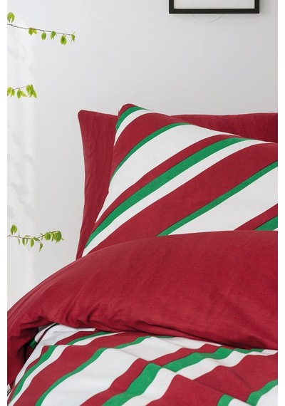 Festive Tek Kişilik Lastikli Çarşaflı Nevresim Takımı Merry Kırmızı Çok renkli