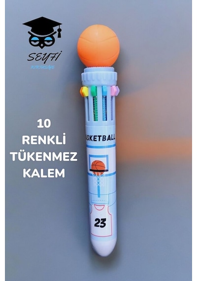 10 Renkli Tükenmez Kalem Futbol Basketbol Modeller 1 Adet Turuncu