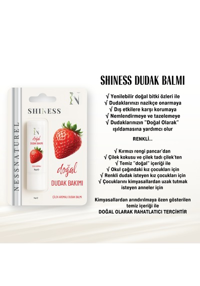 Shiness Doğal Dudak Balmı Çilek Aromalı