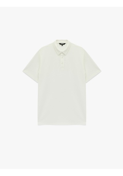Koton Regular Fit Waffle Dokulu Düğmeli Kısa Kollu Polo Yaka Tişört Beyaz 6sam10071mk