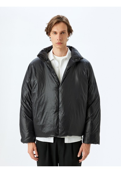 Koton Şişme Mont Slim Fit Çıt Çıt Düğmeli Siyah 5wam20037hw Siyah