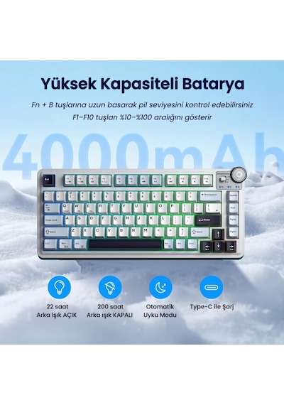 Aula Au75 3 Modlu Mekanik Gaming Kablosuz Klavye Rgb Tkl Hot Swap Star Vector Switch Makrolu Oyuncu Klavyesi Lacivert