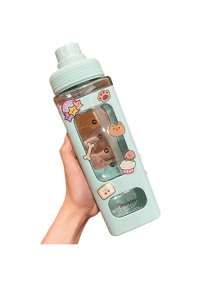 Öğrenciler Ve Çocuklar İçin Taşınabilir Ve Sızıntılı Pipetli Su Şişesi Green, 700ml
