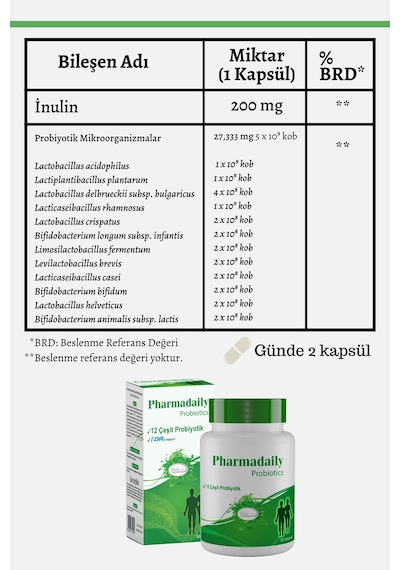 Pharmadaily Probiotics Probiotic Complex 12 Çeşit Probiyotik 30 Kapsül