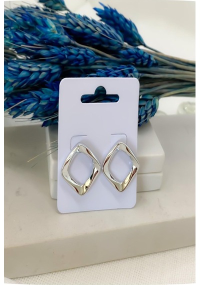 Demokan Kadın Küpe İçi Boş Karo Küpe 001