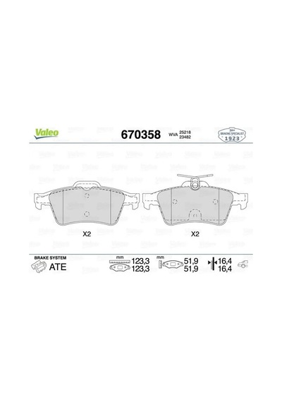 Mazda 3 Bl Arka Fren Balatasi 2009-2013 Valeo 670358