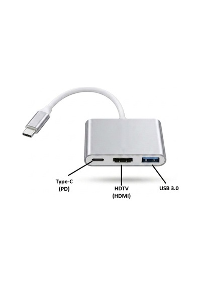 3'ü 1 Arada Type-c Hub Hdmı Görüntü Aktarıcı Usb 3.0 Ve Type-c Şarj Desteği Tüm Type-c Cihazlar Uyum