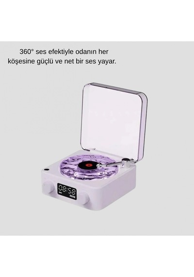 Retro Pikap Tasarımlı Bluetooth Hoparlör Projektör Işıklı Aux Usb Type-c Hafıza Kartlı 360 Ses Sist