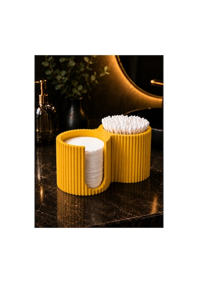 Makyaj Pamuğu Ve Kulak Çubuğu Organizeri 13cmx6cmx7cm Sarı