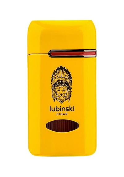 Lubinski Lion Kapaklı Delicili Tek Torch Puro Çakmağı Sarı Lb-192