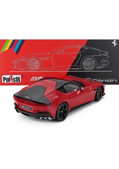 1:18 Ölçek Polistil 2024 Ferrari 12 Cılındrı + Showcase Diecast Metal Minyatür Model Araba 25cm