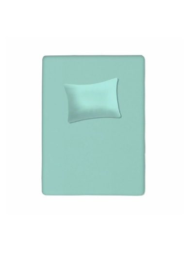 %100 Pamuklu Bebek Aparalı Çarşaf 115x150 + Bebek Yastık Kılıfı 35x45 Su Yeşili