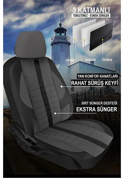 Renault Megane 2000 2020 .sinop. Serisi Velur Kumaş Füme Oto Kılıfı Tam Set Tam