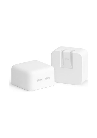 Macbook Air 13,6 Ve 15,3 İnç M1-m4 Uyumlu Silikon Şarj Aleti Kılıfı 35w Usb-c Yatay Küçük Kompact 360 Koruma, Kaymaz Yüzey Beyaz