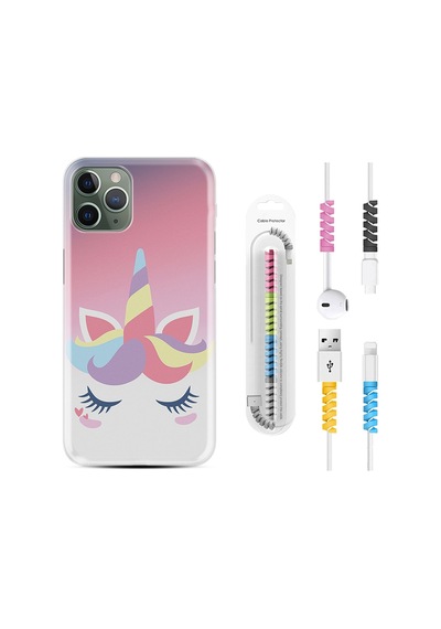 Apple Uyumlu iPhone 13 Pro Kılıf Kablo Koruyuculu Sweety Unicorn 1737