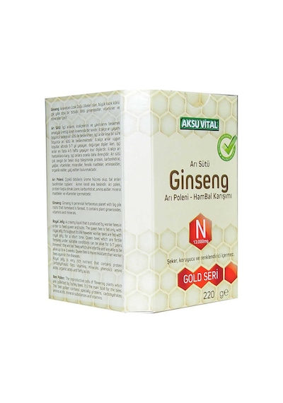 Aksu Vital Gold N 13.000 MG Ginseng Arı Sütü Arı Poleni Ham Bal Karışımı 220 G