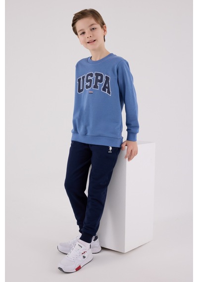 U.S. Polo Assn. Lisanslı Erkek Çocuk Alt Üst 2 Parça Eşofman Takımı Us2227 Mavi