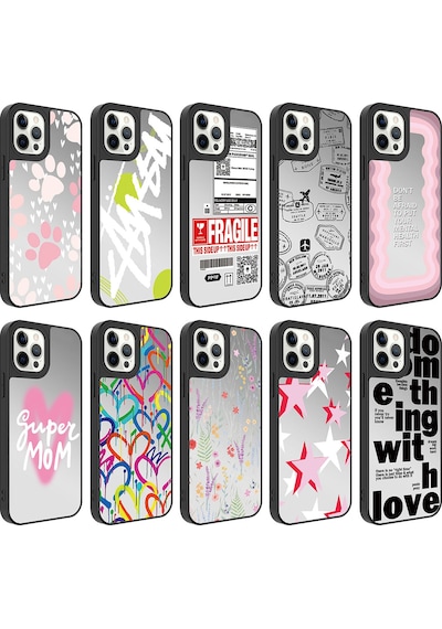 Goocamp Apple Uyumlu iPhone 12 Pro Max Aynalı Desenli Kamera Korumalı Parlak Mirror Kılıf- Fragile