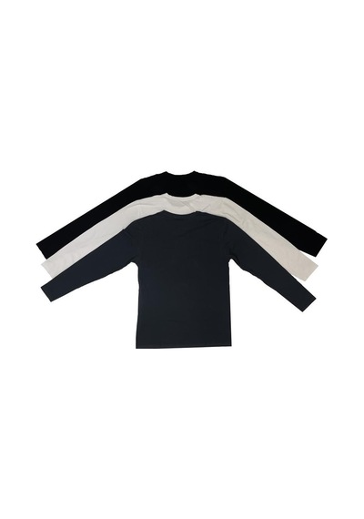 Erkek Slim Fit Dar Kesim Bisiklet Yaka Uzun Kol Pamuklu 3'lü Tişört Paketi 001