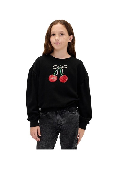 Gap Kız Çocuk Relaxed Flippy-sequin Grafikli Sweatshirt-11422 Siyah