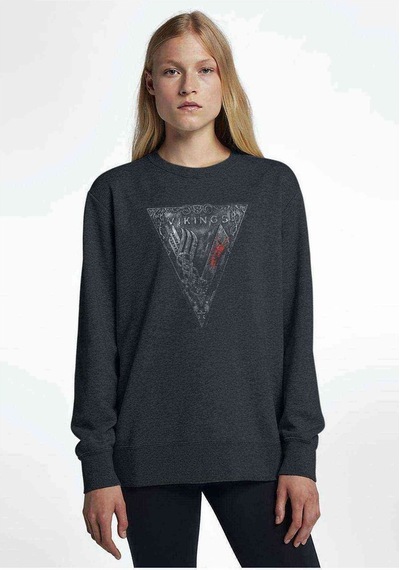 Vikings Logo Ucgen Baskılı Füme Antrasit Kadın Sweatshirt