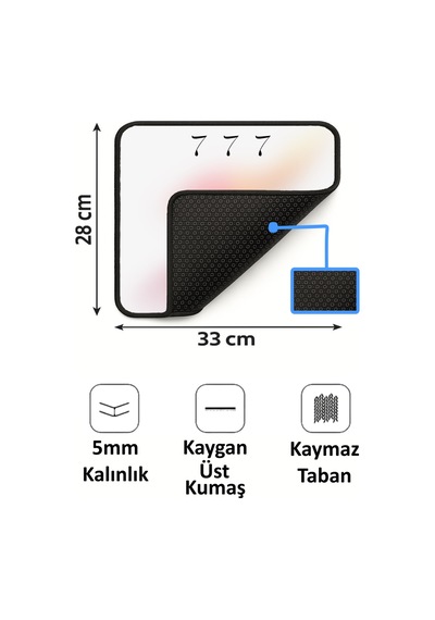 777 Şanş Sayı Tasarımlı 33x28 Cm Mousepad Kaymaz Taban Rahat Konforlu Mouse Pad