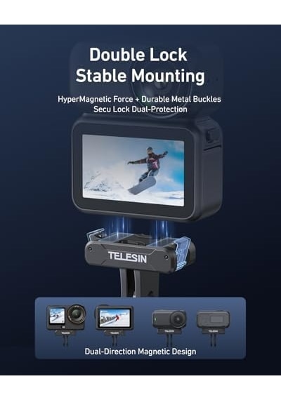 Telesın Djı Osmo Nano/action 6 İçin Manyetik Hızlı Serbest Bırakma Adaptörü Montajı, Çift Yönlü Mıknatıs, Metal Mandallar, Şok Emici Silikon Ped, Djı Osmo Nano İçin Adaptör Tabanı/action 6