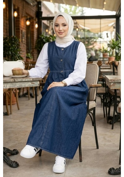 Hb Harma Time Butik Kadın Düğmeli Cepli Kot Lacivert Jile Lacivert Lacivert