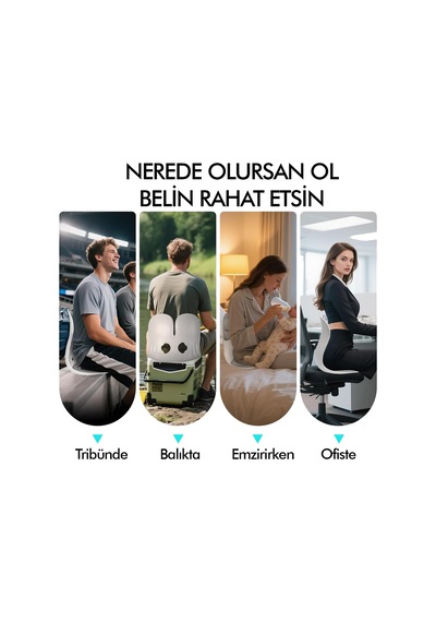 Ergonomik Ortopedik Bel Destekli Oturma Minderi Postür Düzeltici İş Ev Oto Sırt Koltuk Yastığı Gri