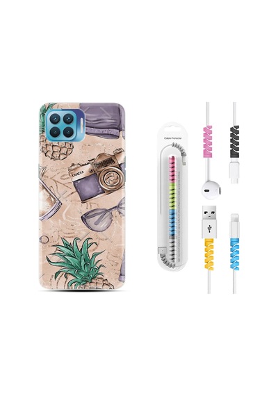 Oppo Reno 4 Lite Kılıf Kablo Koruyuculu Monkey Butterfly 1357