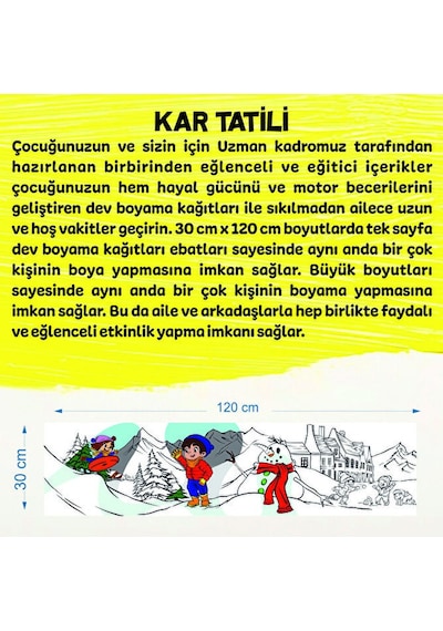 30x120 Boyama Rulosu Yaman Kar Tatili + Pensan 12'li Kuru Boya Ka