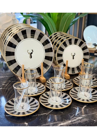 30 Parça Royal Stagoria Servis Pasta Çay Takımı Gold-5193 Çok Renkli