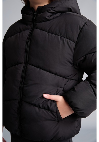 Defacto Kapüşonlu Mont Kız Çocuk C5389a826aubk27 Siyah-bk27