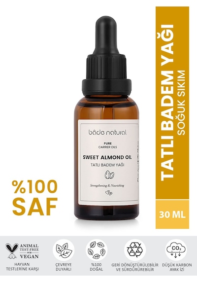 Bade Natural Saf Soğuk Sıkım Tatlı Badem Yağı 30 ML