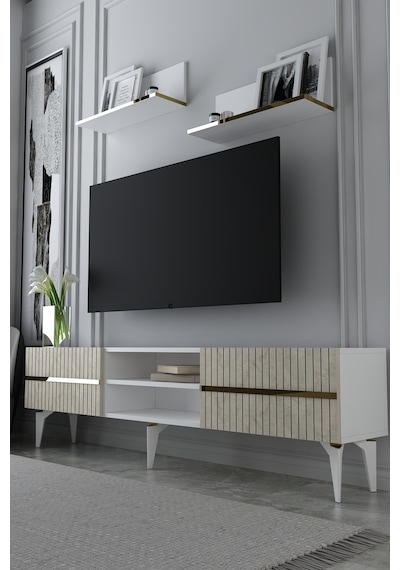 180dhdtrür5bta Tedy Lazer Pleksi Desenli Raflı Tv Sehpası Ünitesi Beyaz-traverten-altın 180dhdtrür5bta Tedy Lazer Pleksi Desenli Raflı Tv Sehpası Ünitesi Beyaz-traverten-altın
