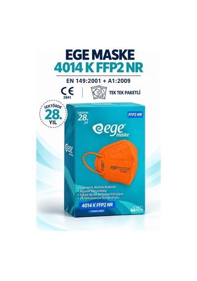 Ege Maske 4014-k Ffp2 Nr N95 Ventilsiz Maske 50'li Turuncu