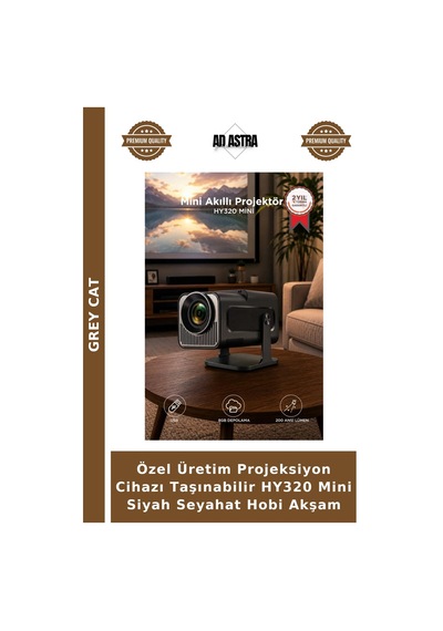 Özel Üretim Projeksiyon Cihazı Taşınabilir Hy320 Mini Siyah Seyahat Hobi Akşam