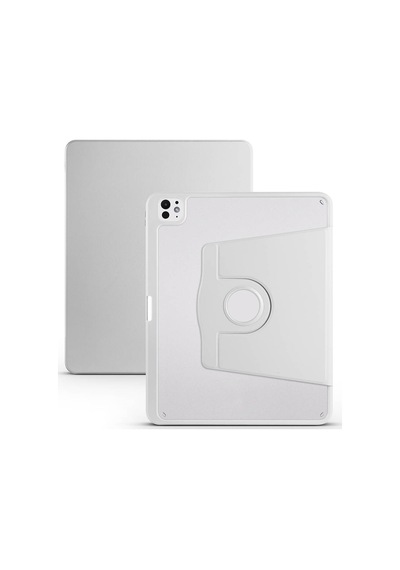 İpad Pro 13 2024 M4 A2925-a2926-a3007 Uyumlu Kalem Bölmeli Dönebilen Standlı Termik Tablet Kılıfı - Gri - T32974