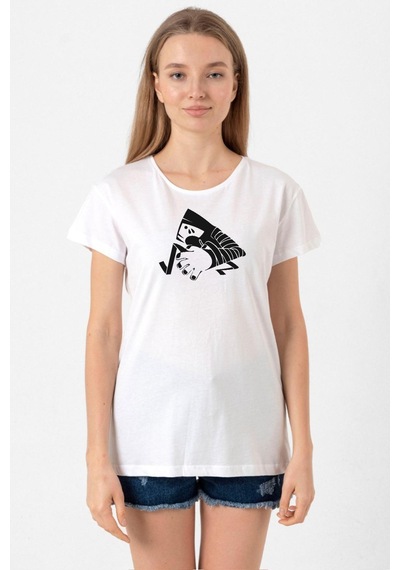 Monogatari Anime Suruga Monkey Symbol Beyaz Kadın Bisikletyaka Tshirt 001