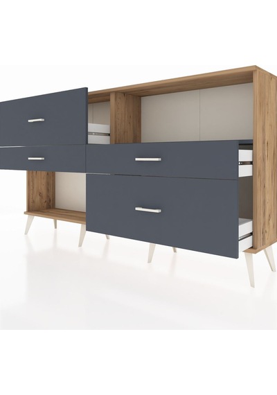 Arges Konsol Tek Raflı 4 Çekmeceli 176x30x99 Çam-antrasit Çam-antrasit Arges Konsol Tek Raflı 4 Çekmeceli 176x30x99 Çam-antrasit Çam-antrasit