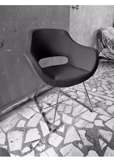 Bintaşmobilya Viva Antrasit Gri Deri Rahat Ofis Bekleme Sandalye Modeli