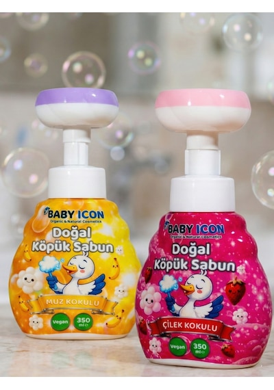 Baby Icon Doğal Çocuk Köpük El Sabunu 350 Ml Muz + Çilek Kokulu Vegan Parabensiz