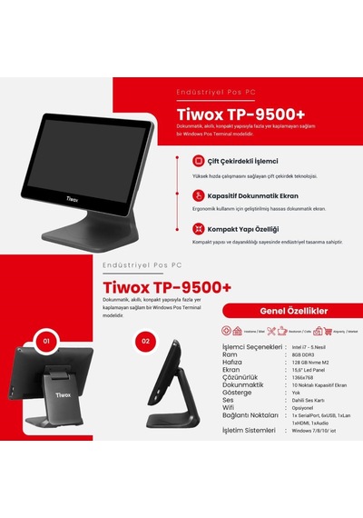 Tıwox Tp-9500 Plus I7 5.gen 8gb/128gb Ssd 15.6" Endüstriyel Pos Pc