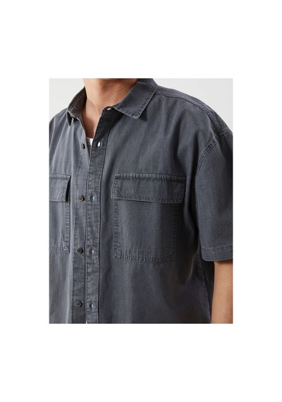 LC Waikiki Lcw Jeans Rahat Kalıp Kısa Kollu Erkek Jean Gömlek Gri Rodeo