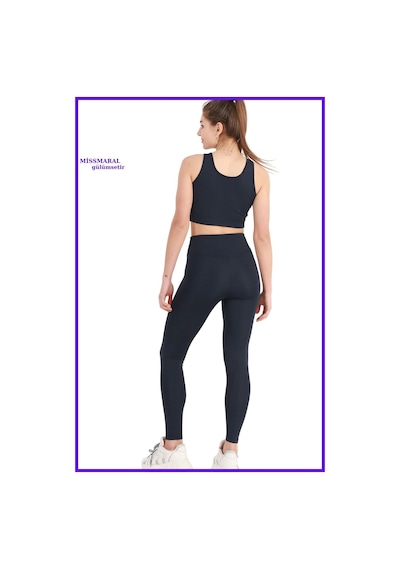 Missmaral Kadın Lacivert Yüksek Bel Toparlayıcı Tayt Tam Boy Dalgıç Likralı Kumaş Casual & Comfort 102101 Larcivert
