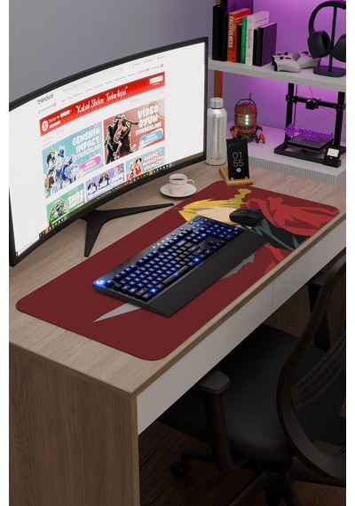 Fullmetal Alchemist Anime V3 - 90x40 Xxl Gaming Kauçuk Kaymaz Taban Mouse Pad Fare Altlığı
